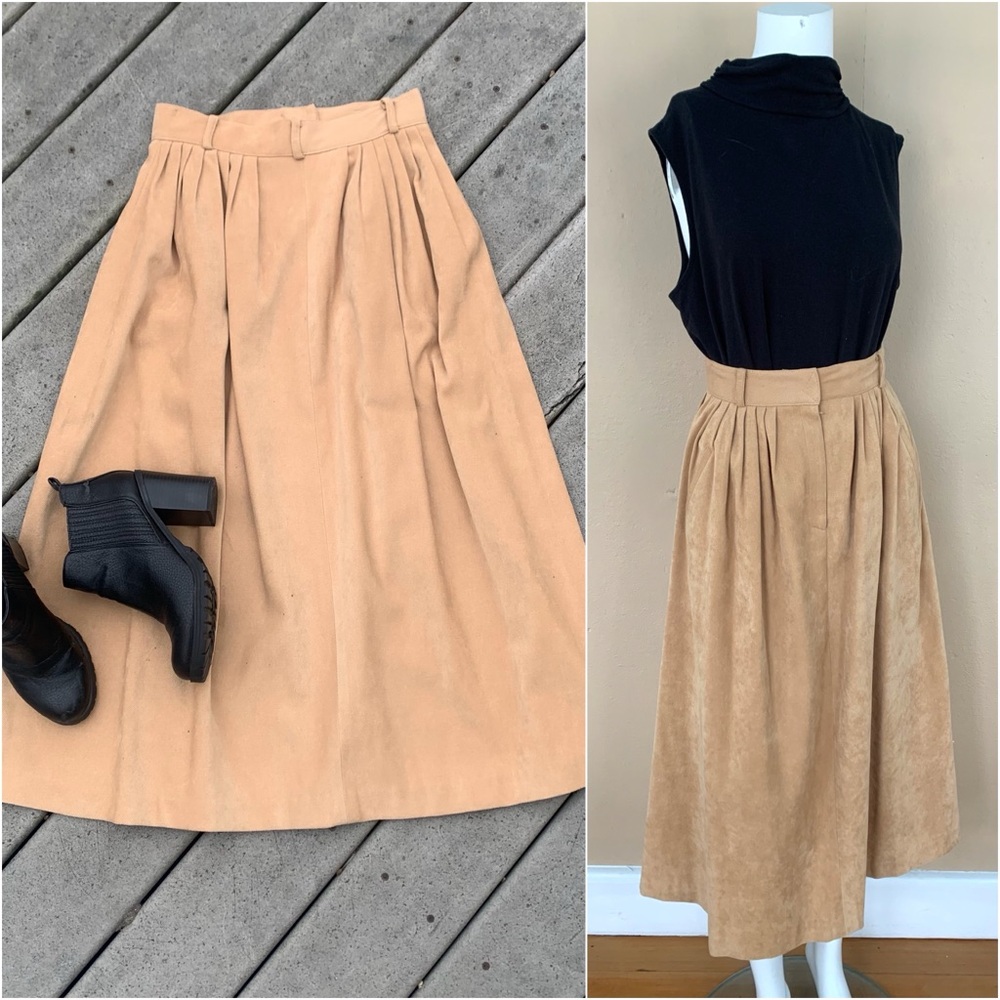 Vintage Corduroy A-Line Midi Skirt | 90s Full Riding Skirt w Pockets